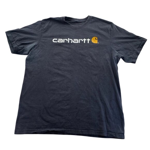Carhartt Mens Work T-Shirt 2XLT Black Short Sleeve Logo Crew Neck Casual K195 - Picture 1 of 12